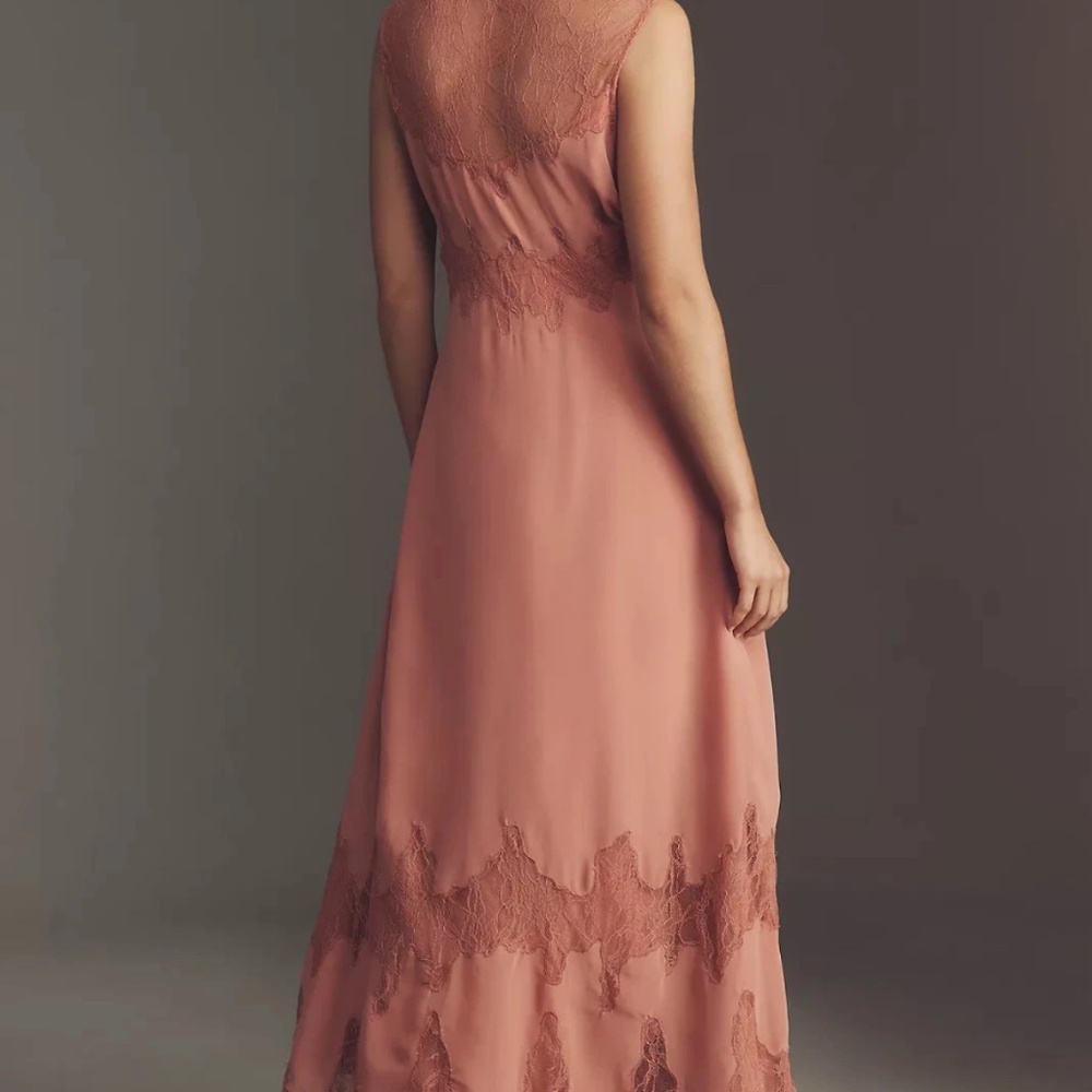By Anthropologie V-Neck Lace-Panel Maxi Dress M - Picture 4 of 5